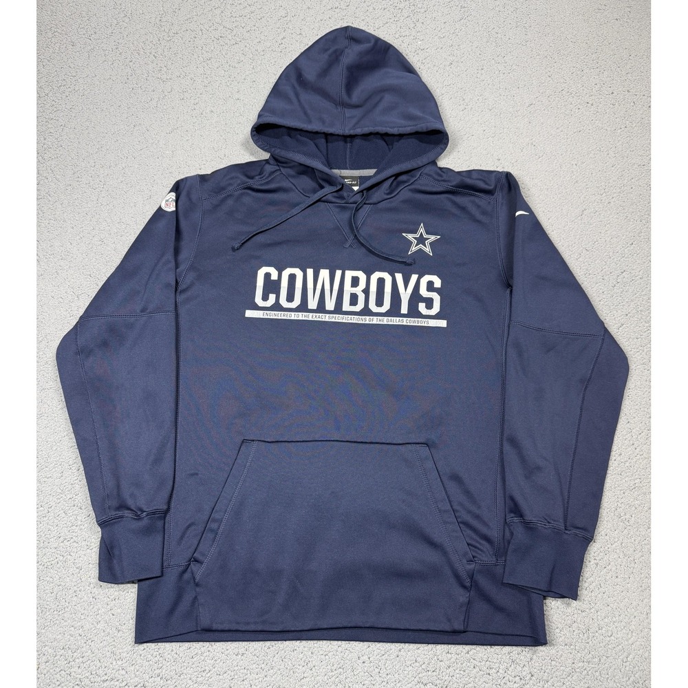 Nike Dallas Cowboys Hoodie Mens Large Blue NFL Football Therma Fit Pullover